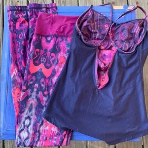 Yoga pants and cami cutout tank top activewear SET